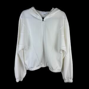 Sincerely Jules White Zip Hoodie Sweatshirt Womens Sz L